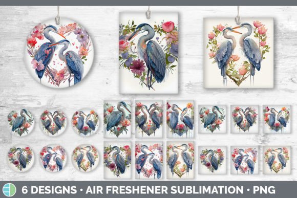 Valentines Blue Heron Air Freshener | Su Graphic Illustrations By Enliven Designs