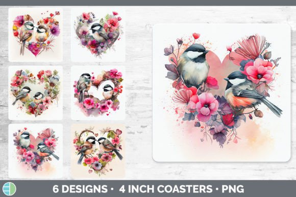 Valentines Owl Square Coaster | Sublimat Graphic Illustrations By Enliven Designs