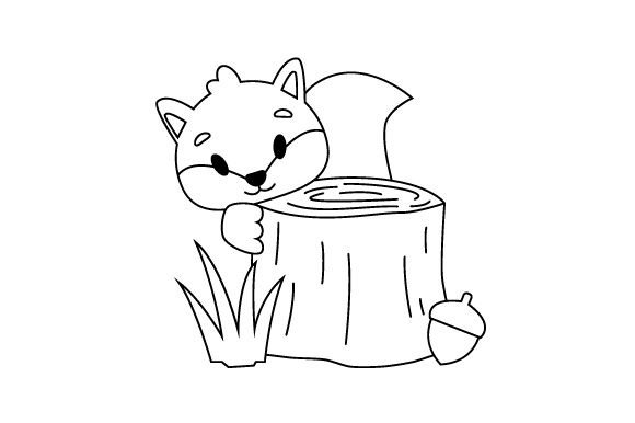 Squirrel, Coloring Page for Kids
