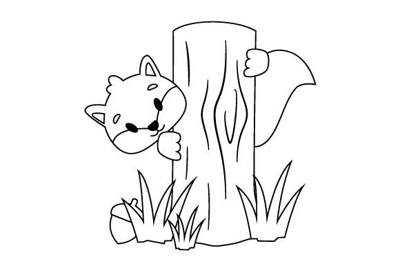 Squirrel, Coloring Page for Kids