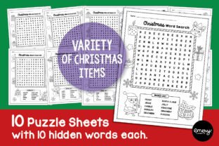 Christmas Word Search Puzzle Sheets Graphic by Emery Digital Studio ...
