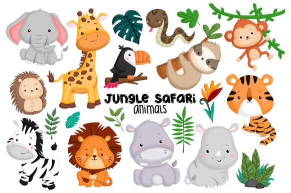 Jungle Animal Clipart - Cute Animal Graphic by Inkley Studio · Creative ...
