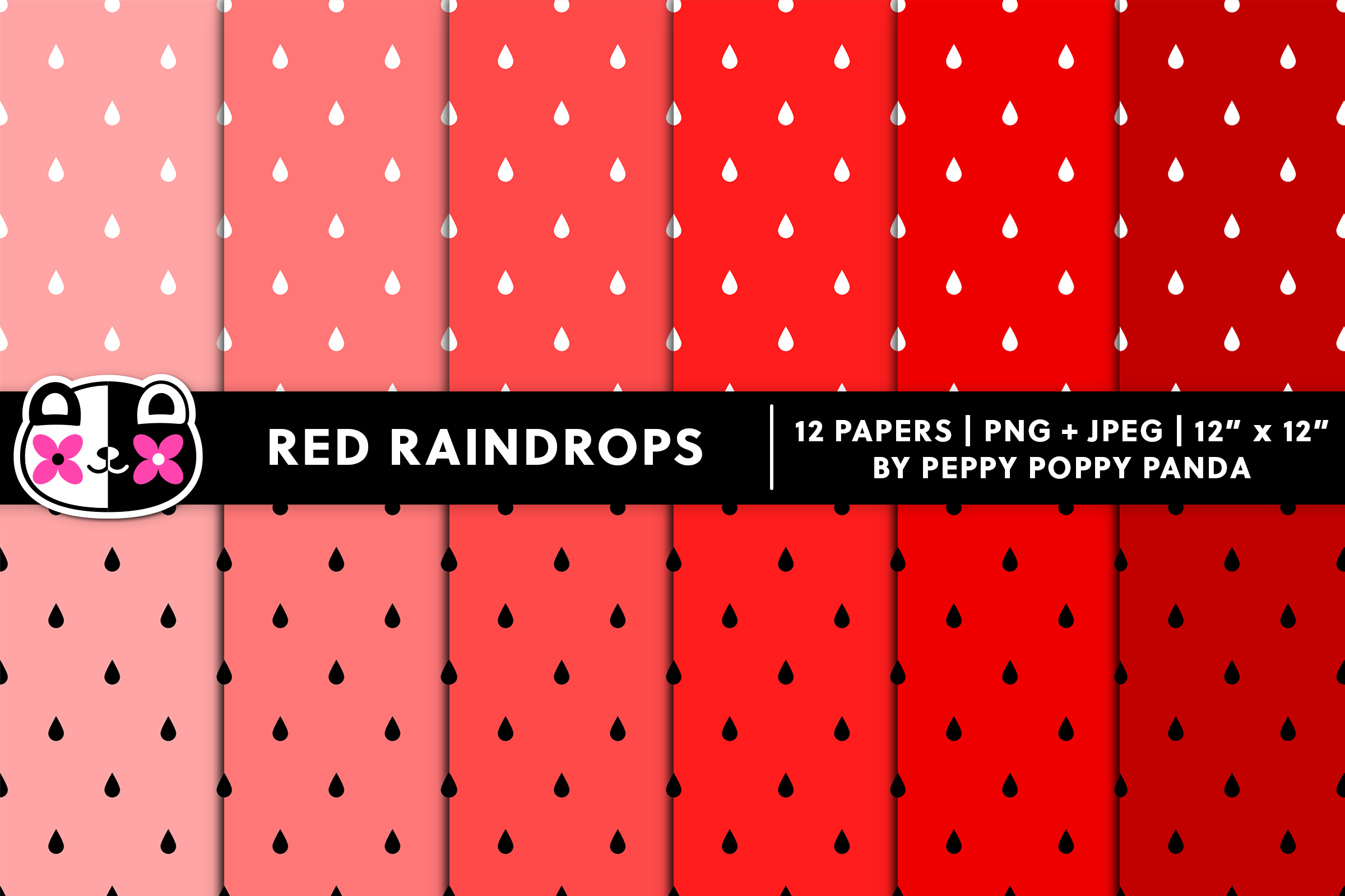 Red Raindrops Digital Paper Pattern Set Graphic by Peppy Poppy Panda ...
