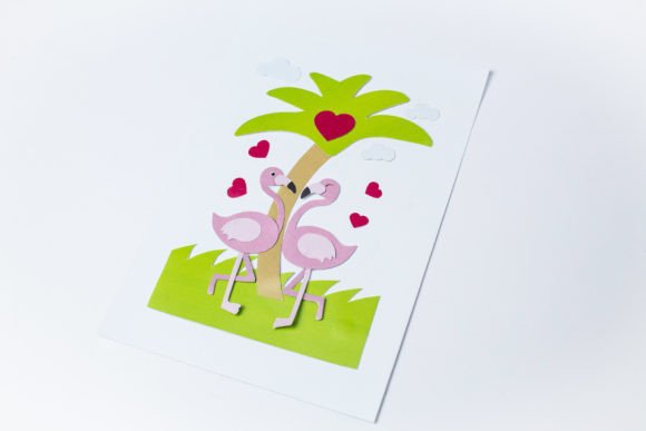 Layered Card - Flamingos in Love