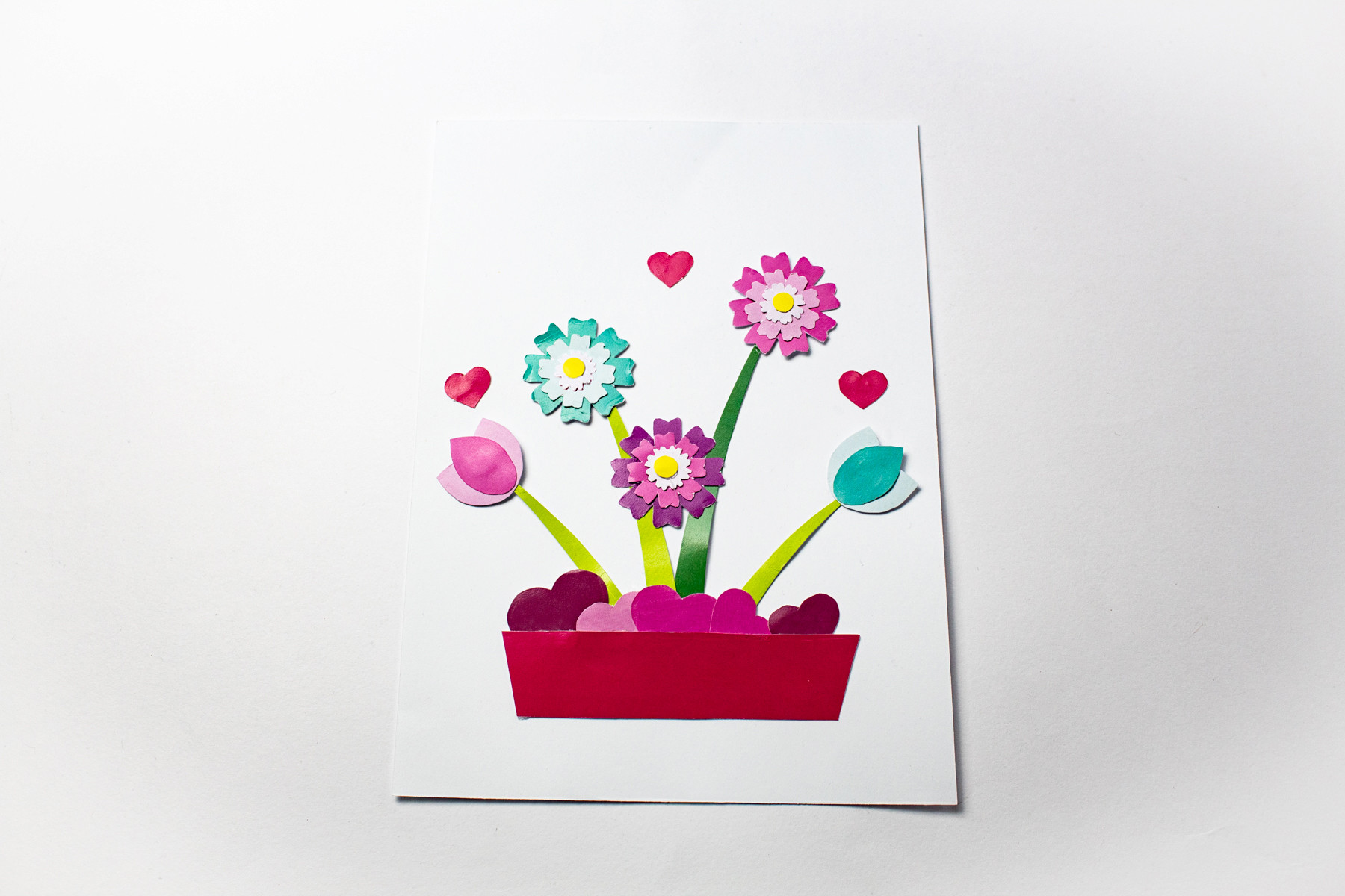 Layered Card - Hearts and Flowers