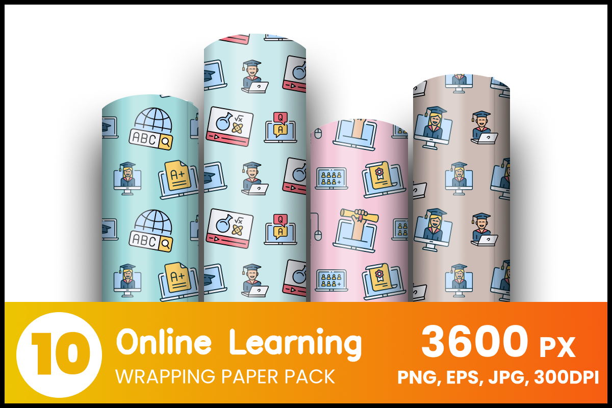 Online Learning Wrapping Paper Graphic by fromporto · Creative Fabrica