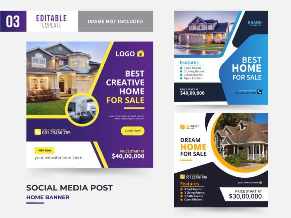 Preview of Real Estate Home Sale Service Post real estate social media template