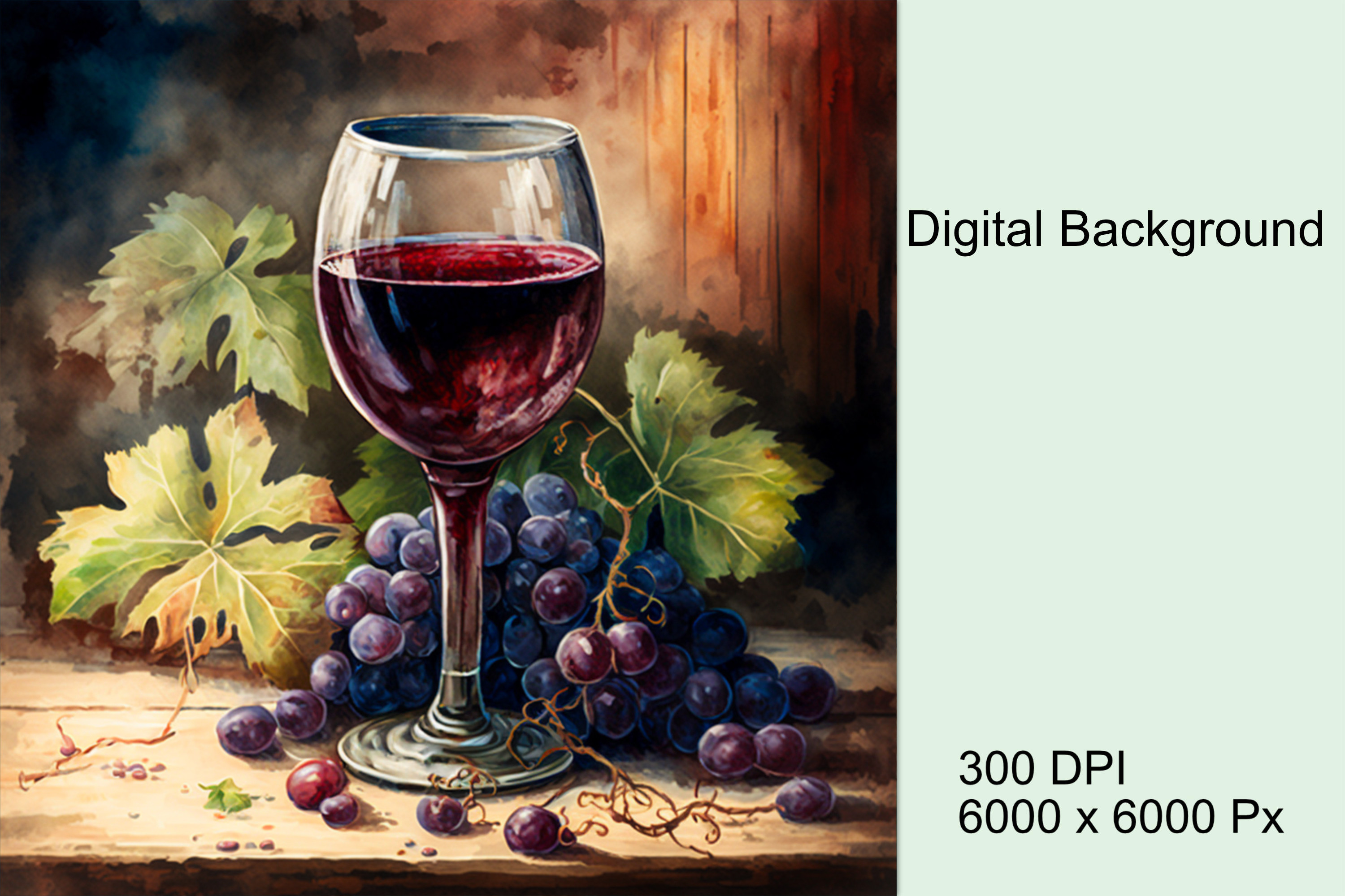 Watercolor Wine Glass with Grapes Design Graphic by StellarMockups&Graphics   Creative Fabrica