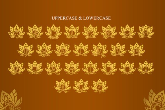 Rise Lotus Mandala Monogram Font PNG with transparent background - Preview 5