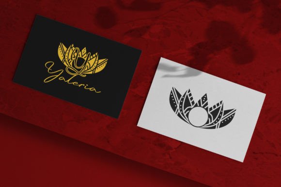 Romance Lotus Mandala Monogram Font PNG with transparent background - Preview 1