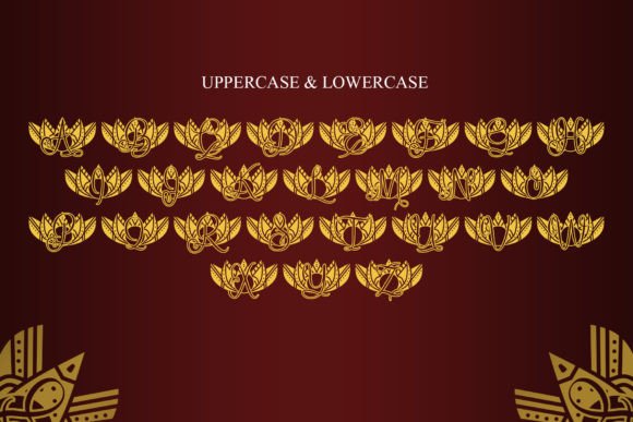 Romance Lotus Mandala Monogram Font PNG with transparent background - Preview 5