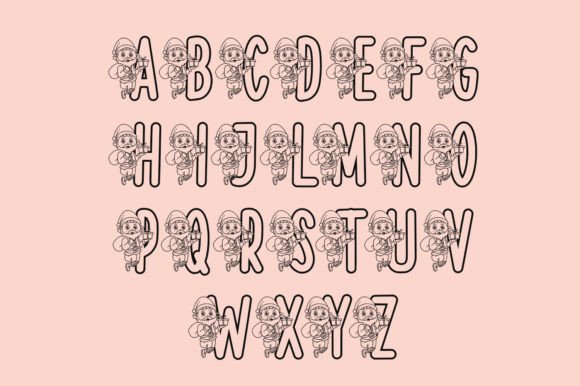 Santa's Coloring Font PNG with transparent background - Preview 2