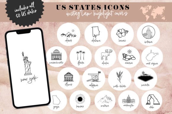 US States Instagram Highlight Covers