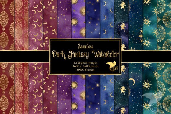 Dark Fantasy Watercolor Digital Paper