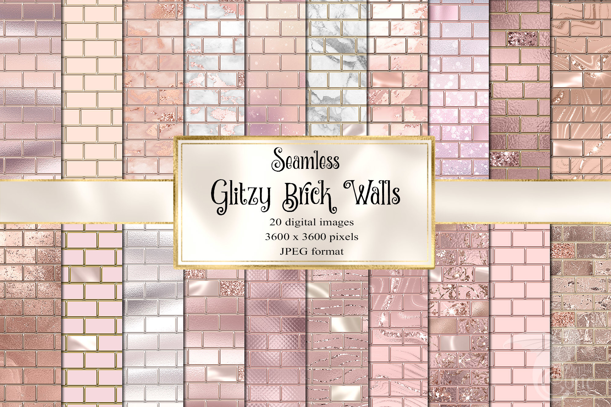 Glitzy Brick Walls Digital Paper