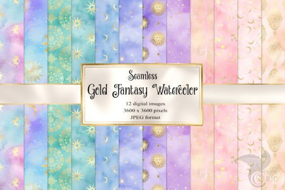 Gold Fantasy Watercolor Digital Paper