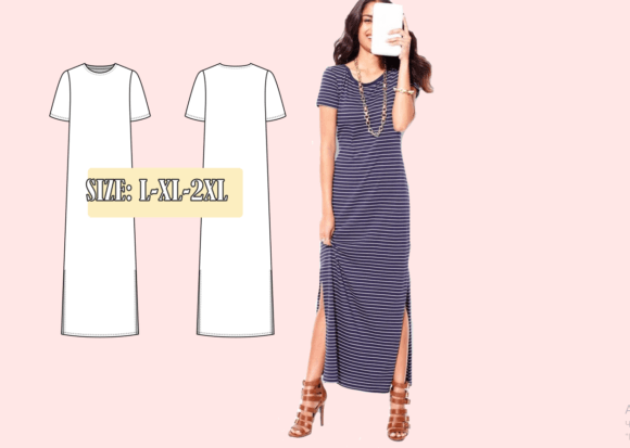 Phoebe Basic Women Dress Long L XL 2XL