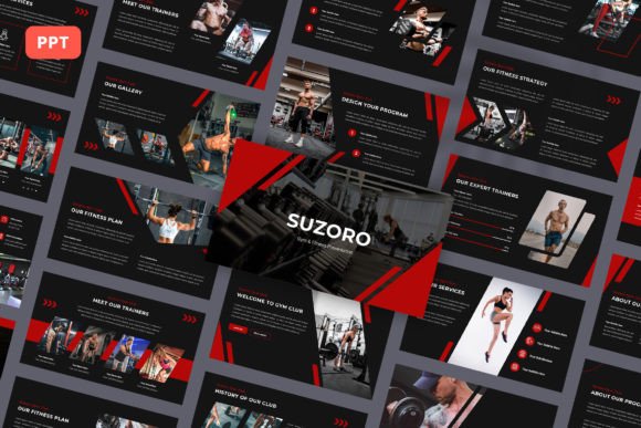 Preview of Suzoro – Gym & Fitness PowerPoint sports presentation template
