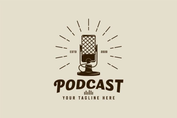 Microphone Logo Vintage Vector Design