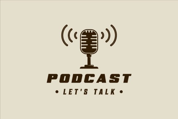 Old Microphone Logo Vintage Vector