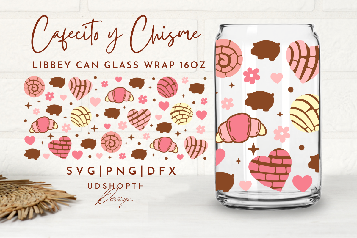 Cafecito Y Chisme Beer Can Glass SVG
