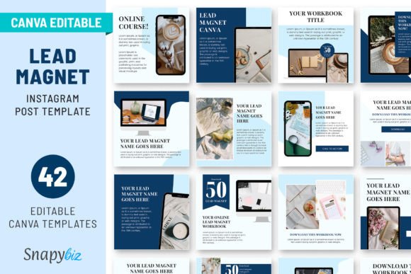 Blue Instagram Canva templates for promoting lead magnets