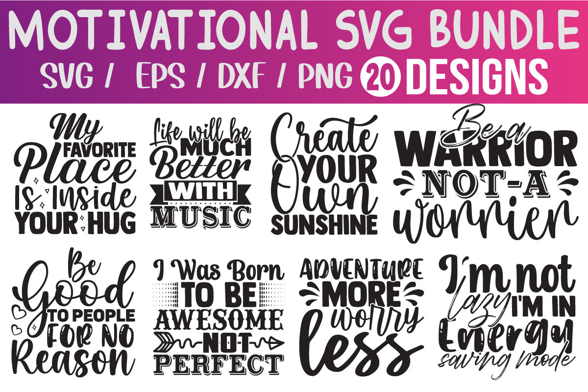 Motivational SVG Bundle 20 Design Graphic by opurrbobd · Creative Fabrica