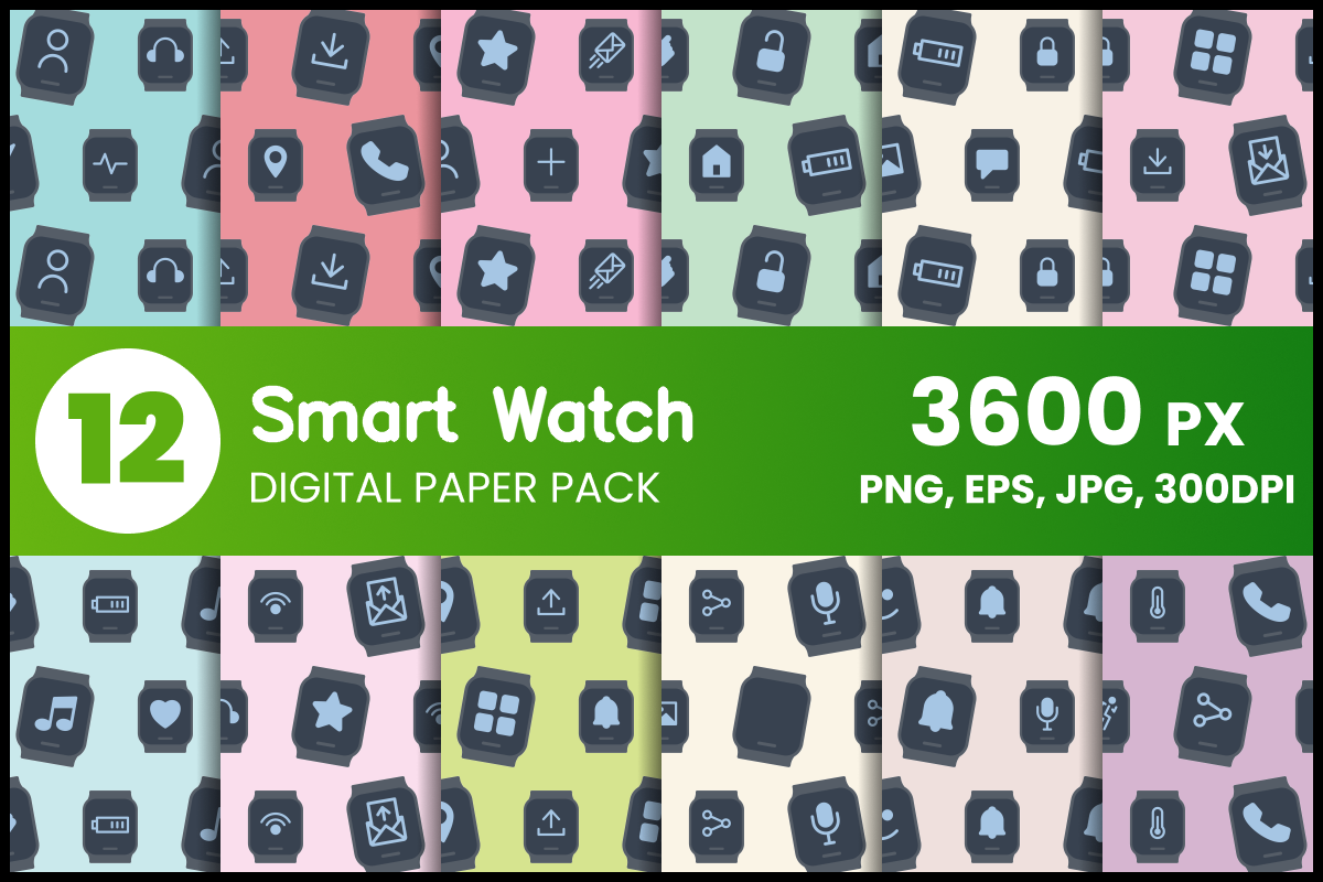 Smart Watch Digital Paper Set Graphic by fromporto · Creative Fabrica