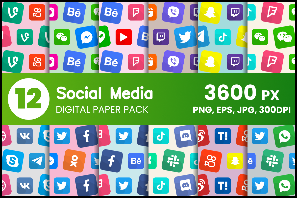Social Media Digital Paper Set Graphic by fromporto · Creative Fabrica