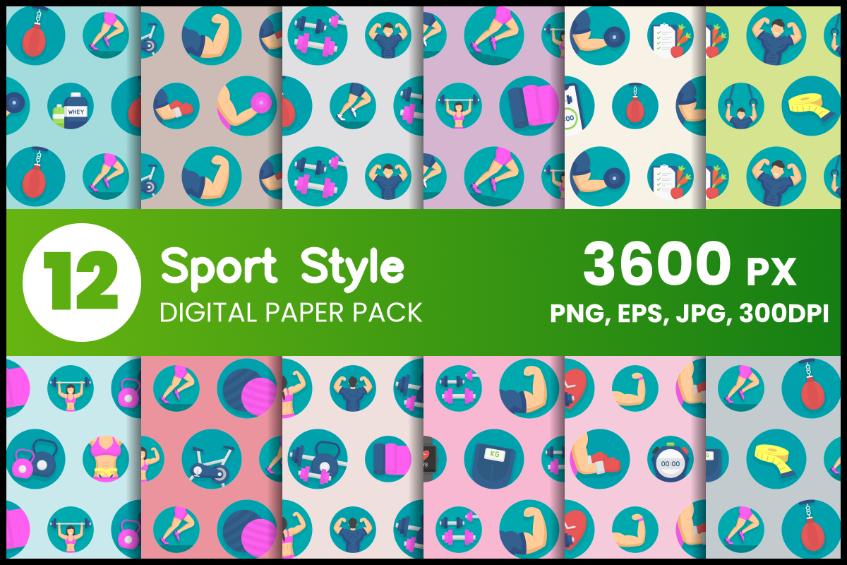 Sport Style Digital Paper Set Graphic by fromporto · Creative Fabrica