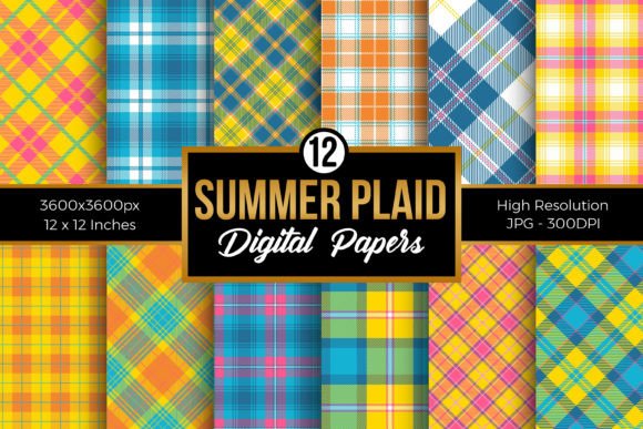 Summer Plaid Pattern Digital Papers Graphic Patterns By Creative Store