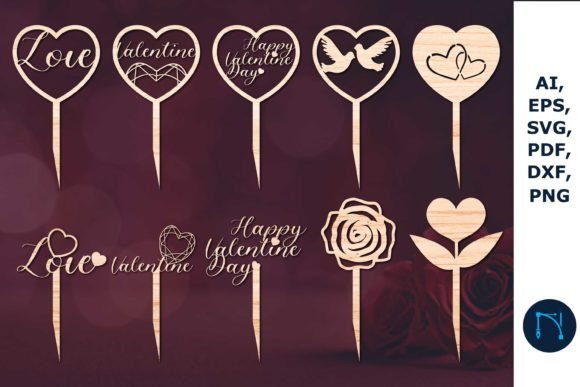 Valentine Cake Topper SVG Bundle