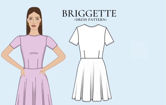 Basic classic dress pattern sewing project with customizable design