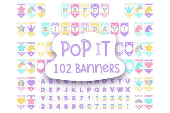 Popit Birthday Party Banner Printable