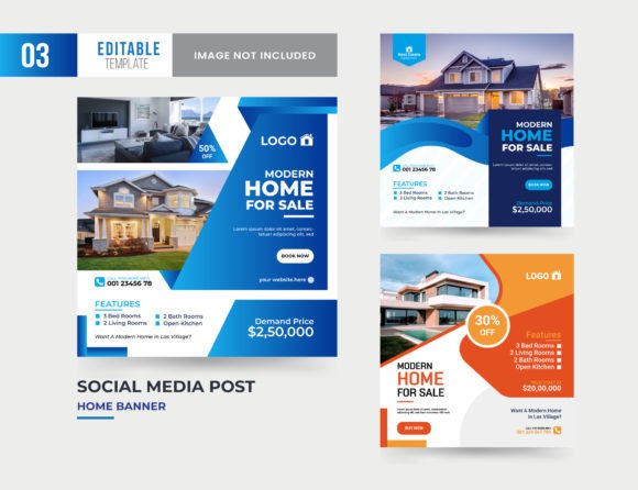 Preview of Real Estate Home Sale Web Banner Post real estate social media template