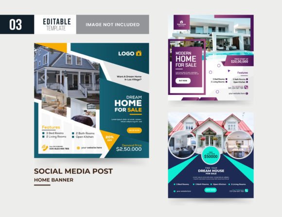 Preview of Real Estate Instagram Social Home Post real estate social media template