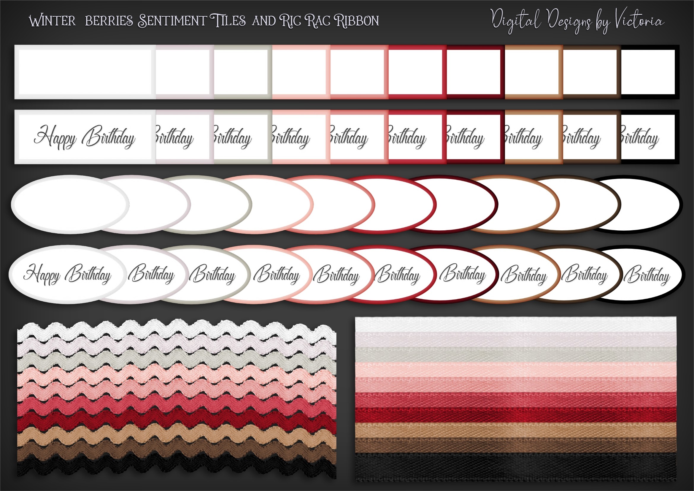 Winter Berries Sentiment Tags and Ribbon