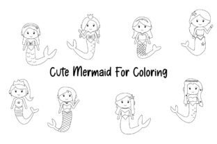 Cute Line Doodle Princess Mermaid Graphic by Piscine26 · Creative Fabrica