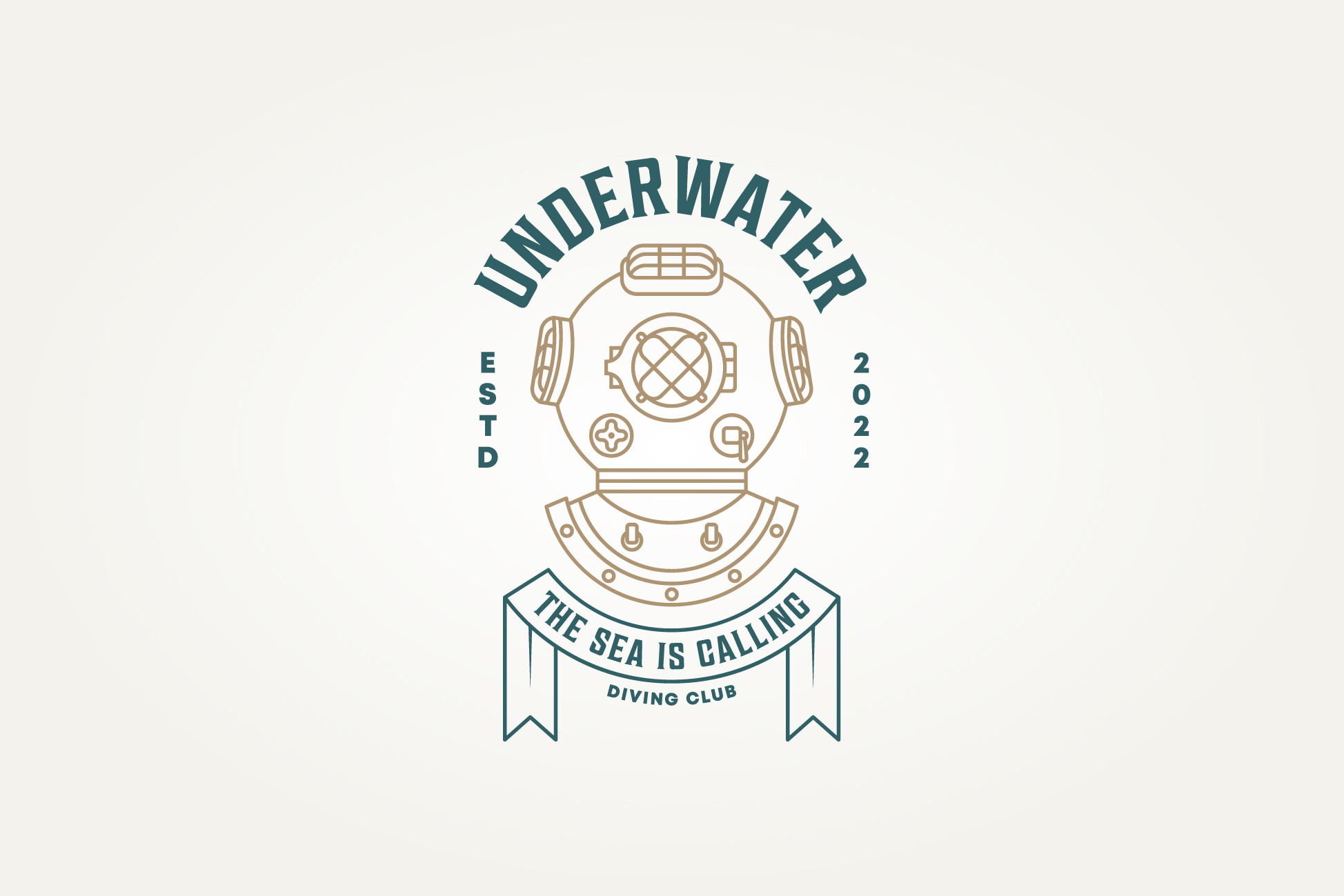 Vintage Underwater Diving Club Icon Logo