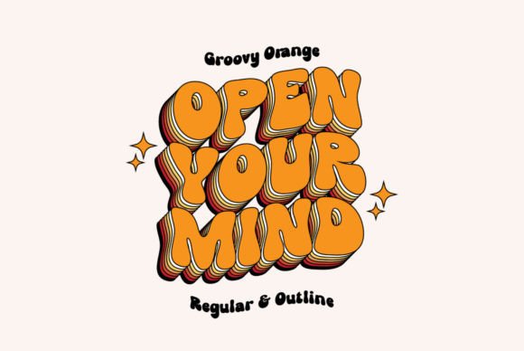 Groovy Orange Font PNG with transparent background - Preview 1