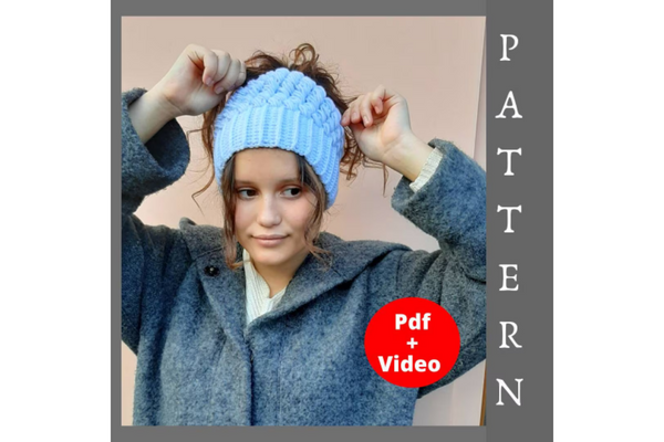 Ponytail Hat Pattern Messy Bun Beanie