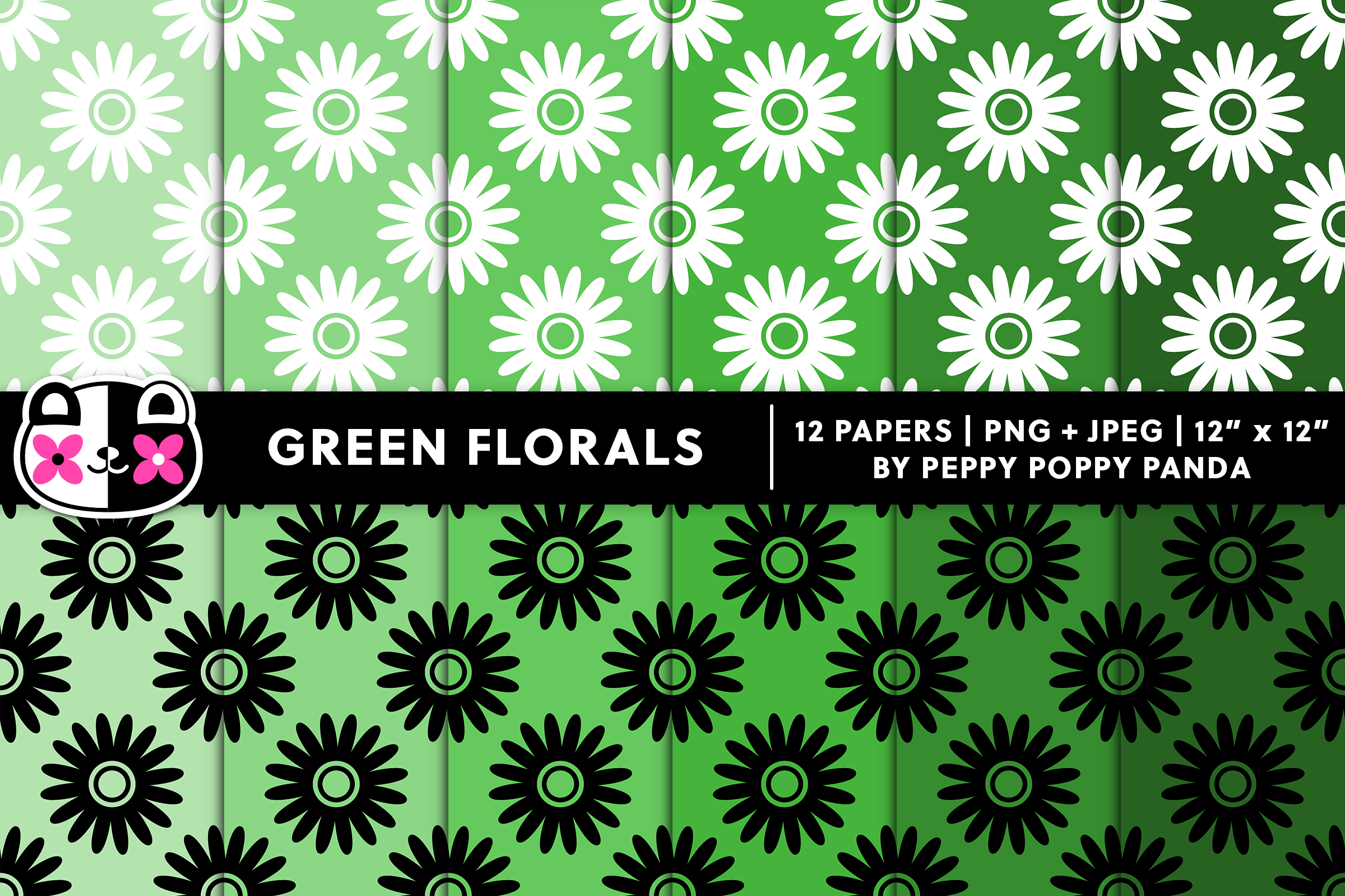 Seamless Green Flower Digital Paper Graphic by Peppy Poppy Panda ...