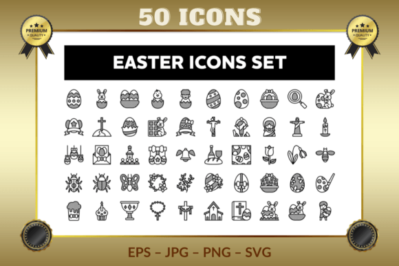 Easter Outline Dots Icons