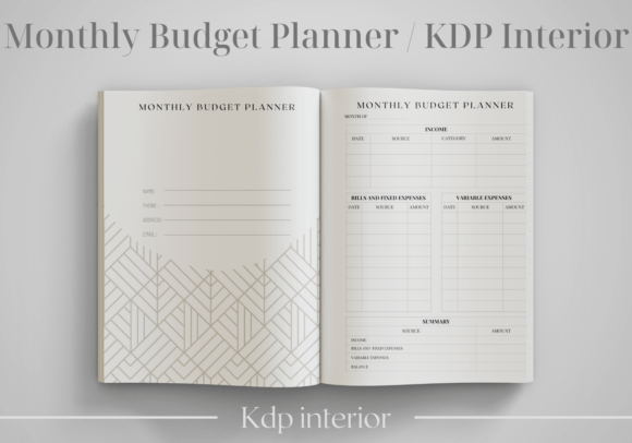 Monthly Budget Planner / KDP Interior