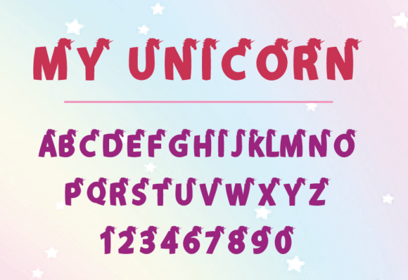 My Unicorn Font PNG with transparent background - Preview 1