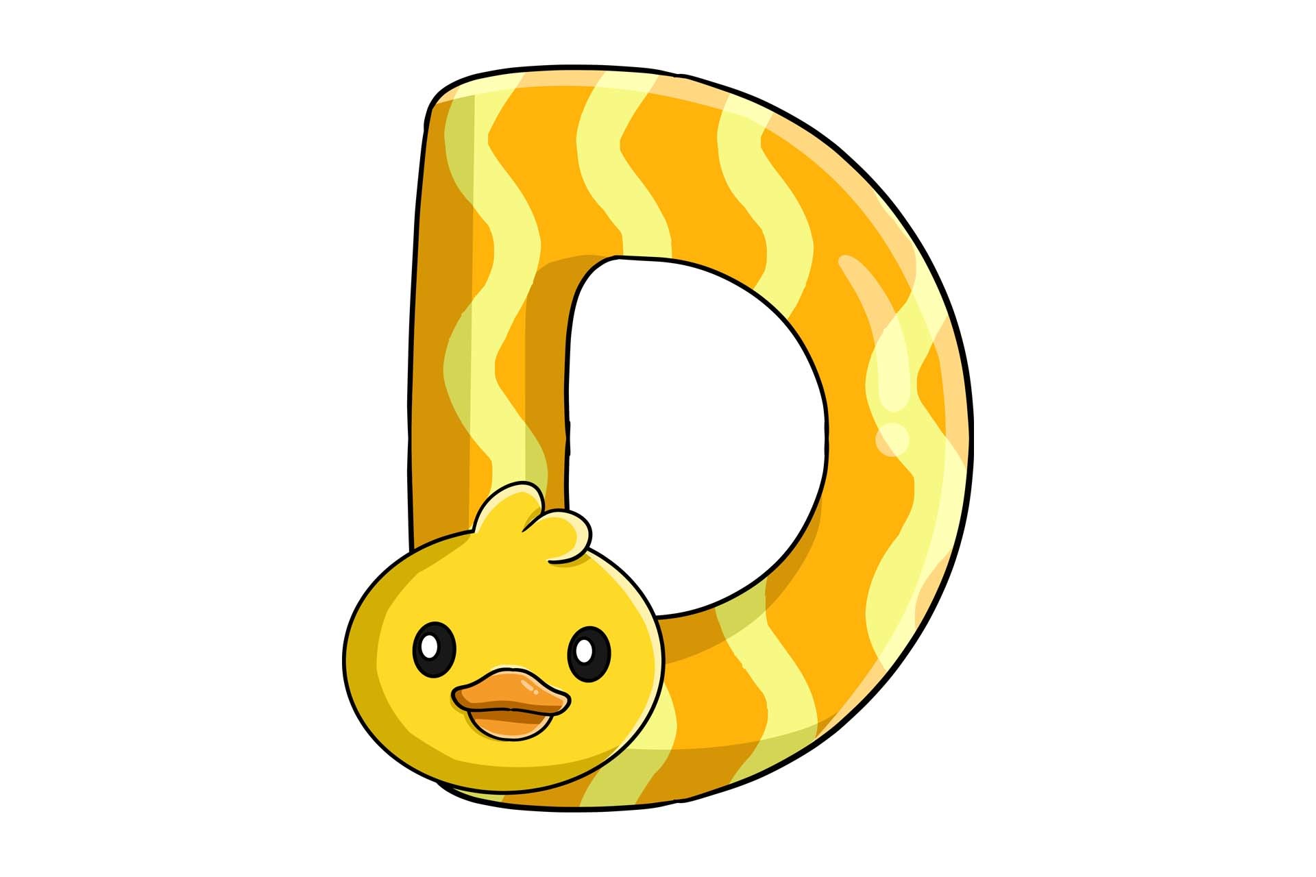 Colorful Alphabet Letter D Illustration Graphic by holycatart 