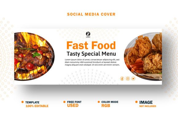 Preview of Fast Food Social Media Cover Template food social media design template