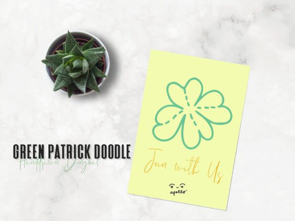 Green Patrick Doodle Font PNG with transparent background - Preview 3