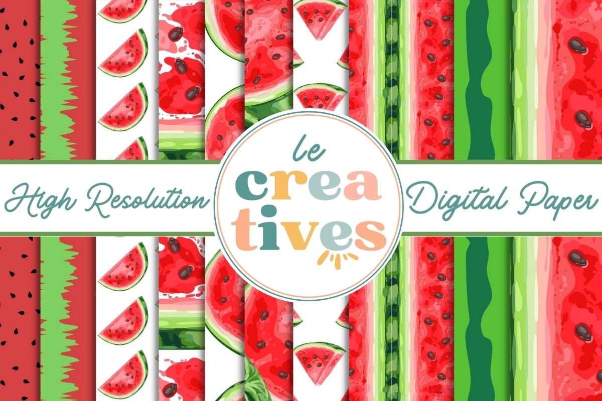WATERMELON DIGITAL PAPER Graphic by Me 2 You Digitals · Creative Fabrica