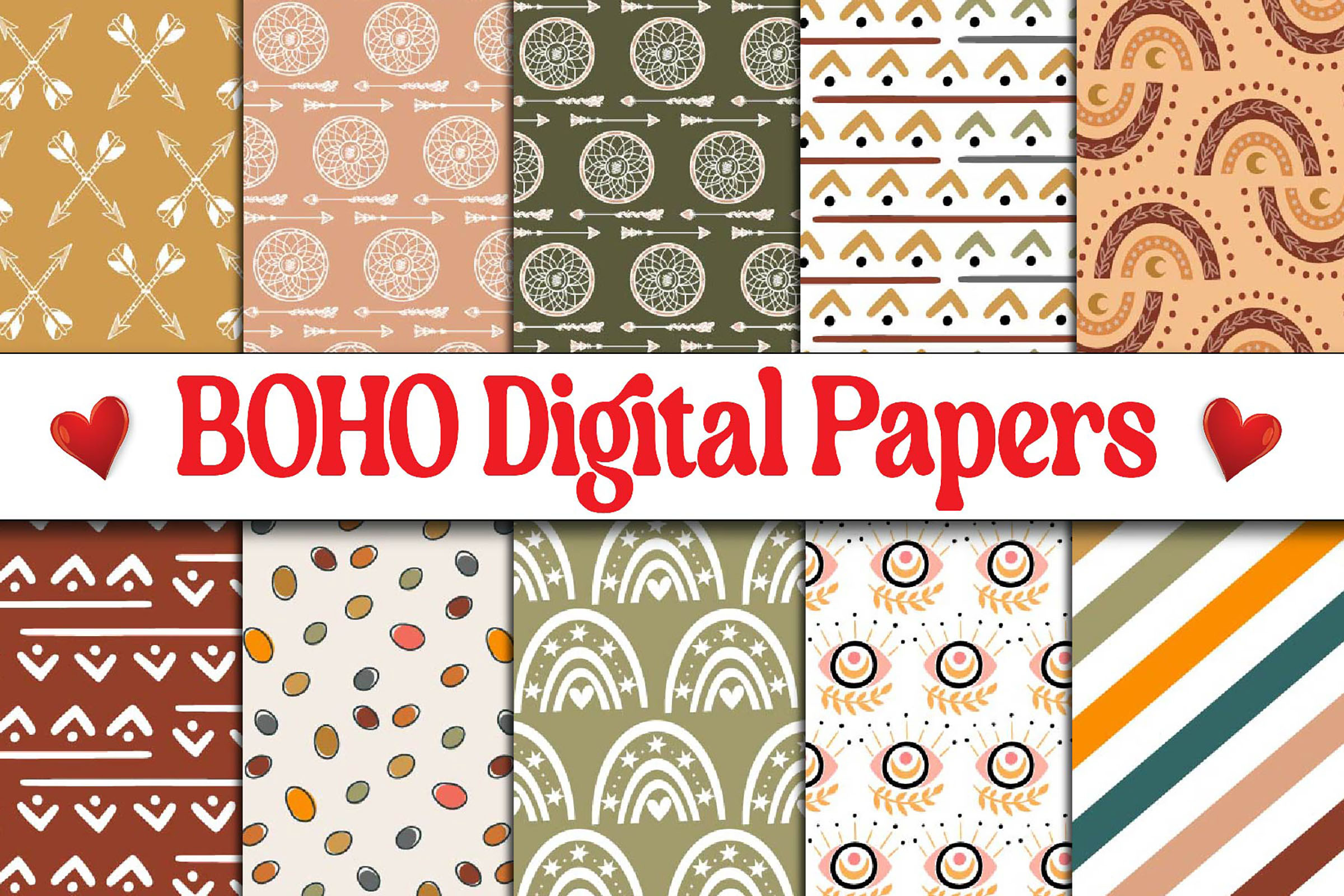 Boho Pattern Digital Papers Bundle Graphic by AsiaArtGallery · Creative ...